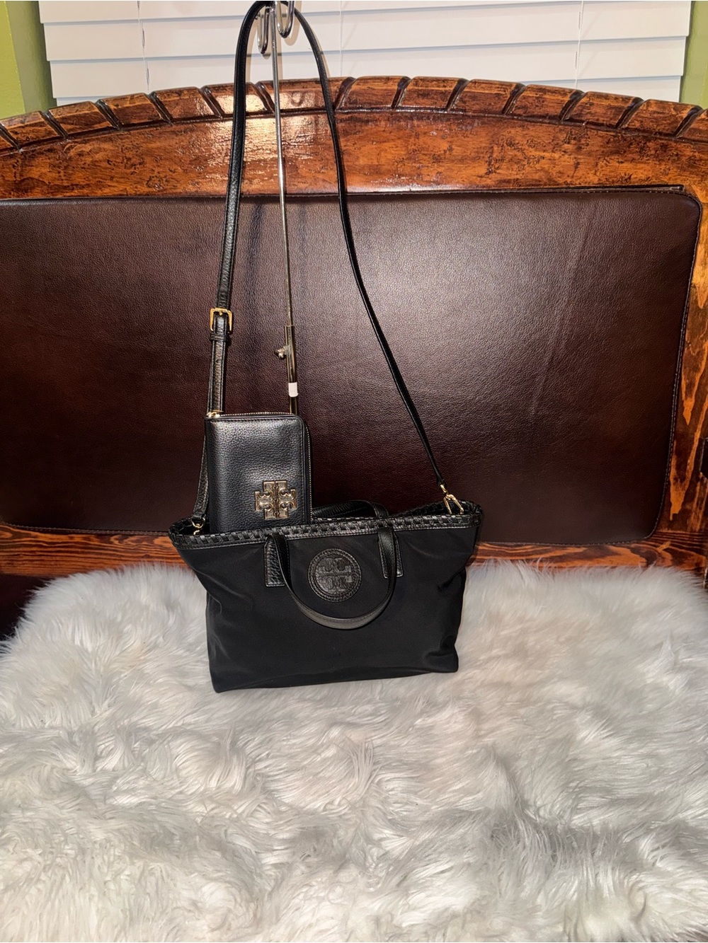 Tory Burch Black Nylon Mini Tote with Crossbody Wallet Set